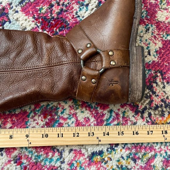 Frye Women’s Brown Leather Phillip Harness Boho Riding Boots Shoes Size 7.5 - Picture 12 of 12